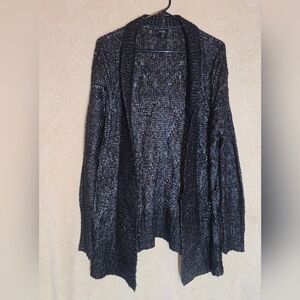 Apt 9 Cable Knit Open Front Cardigan Sweater Women's S Black/Metallic Cozy Loung